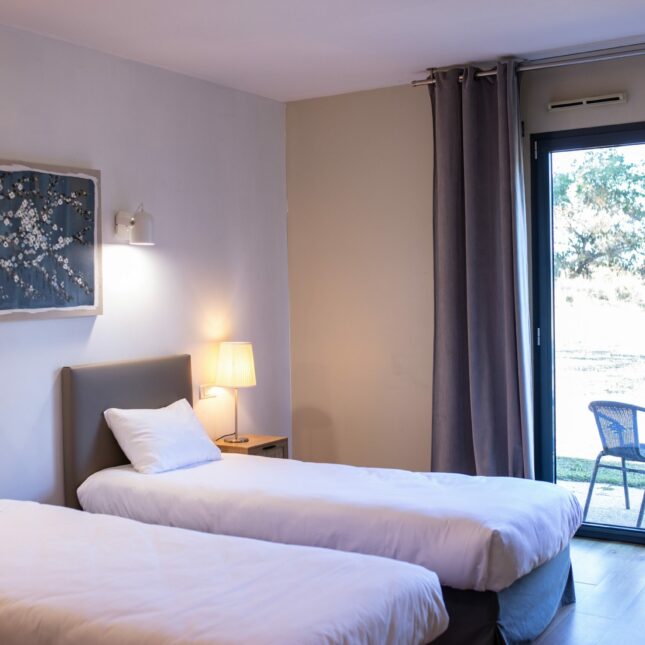 Vue générale de la chambre TWIN de l'Hôtel LE PATIO OCCITAN